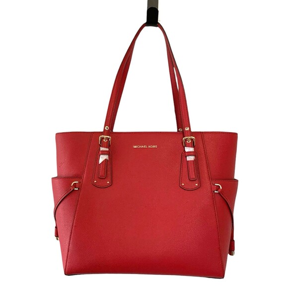 Michael Kors Voyager East West Tote Leather Crimson 30H7GV6T9L Brand New w/Tags